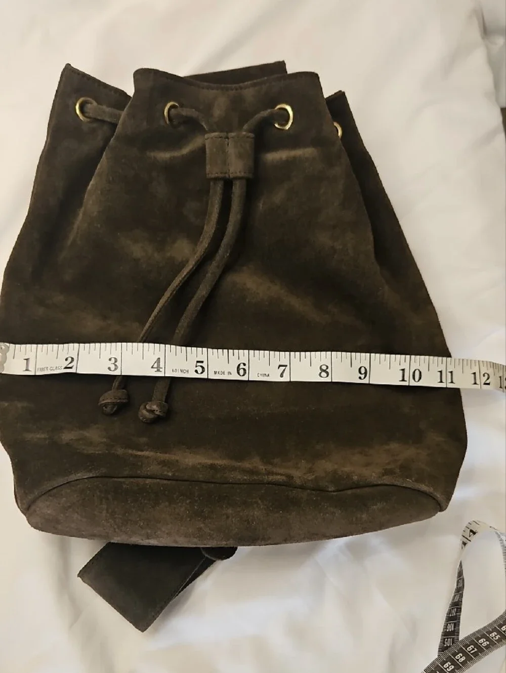 TALBOTS Classic Suede Drawstring Backpack - Brown